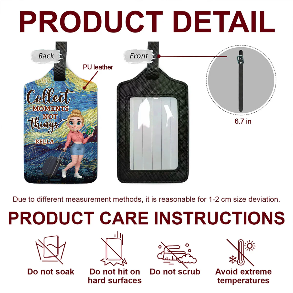 Marble Elegance - Personalized Custom Luggage Tag - Image 5