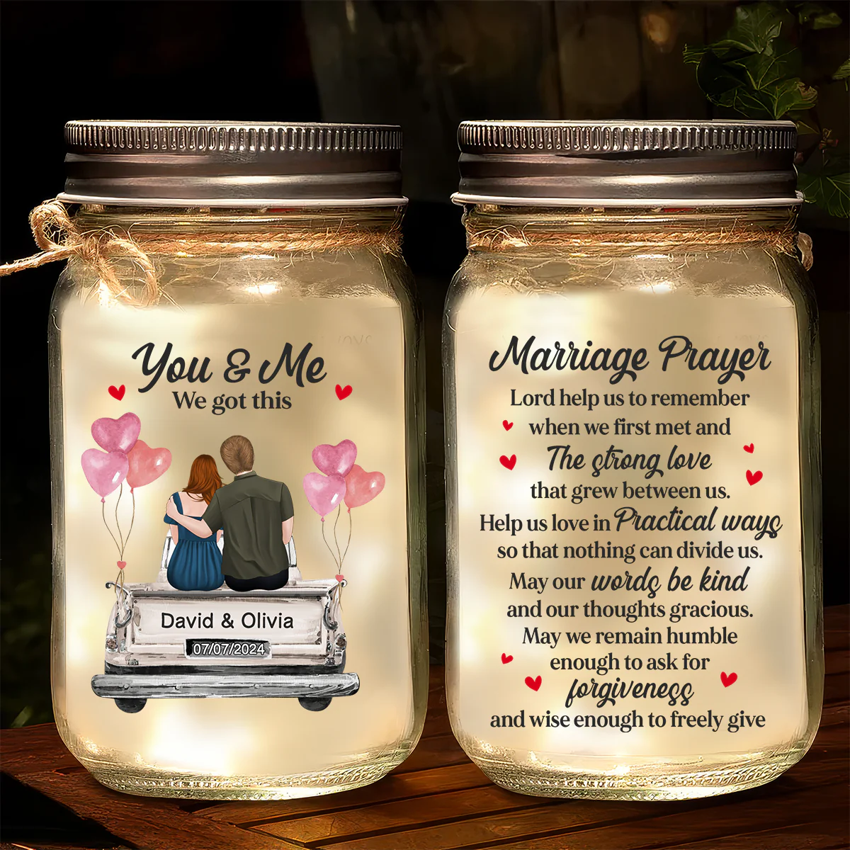 Marriage Prayer - Personalized Mason Jar Light