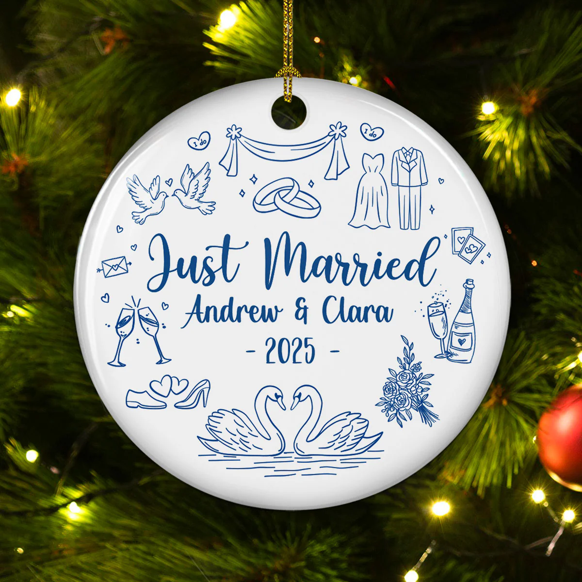 Marry You - Personalized Custom Ceramic Ornament - Image 2