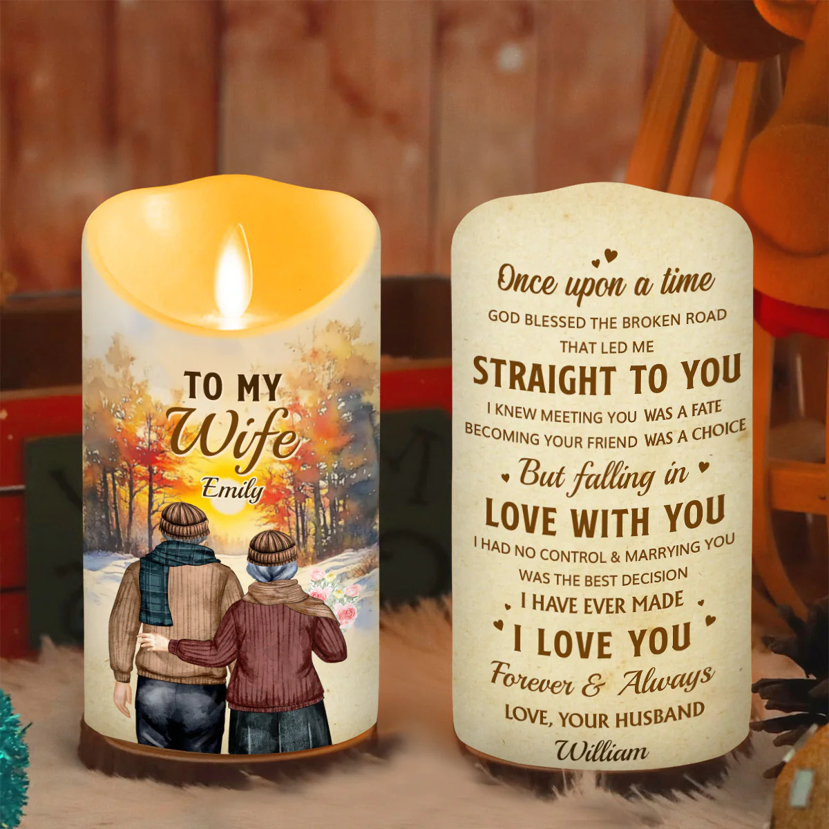 Marrying You Was The Best Decision - Personalized Custom LED Candle - Image 5
