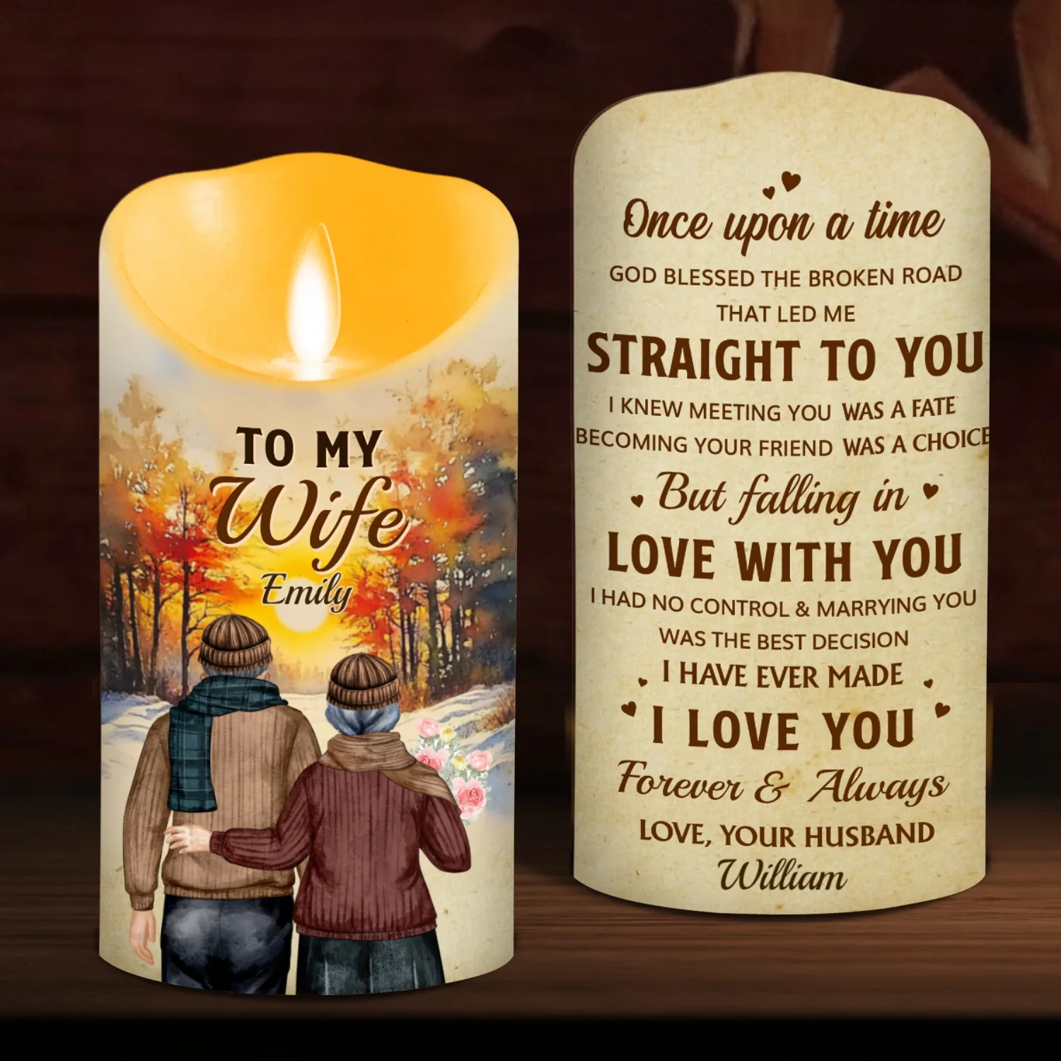 Marrying You Was The Best Decision - Personalized Custom LED Candle - Image 7
