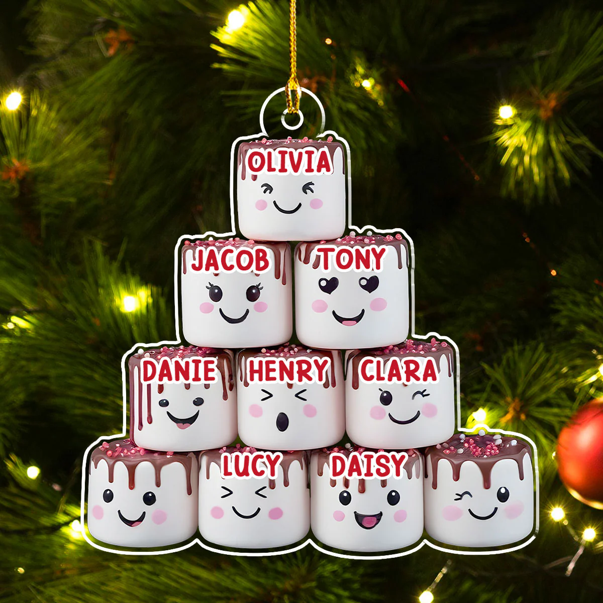 Marshmallow Family - Personalized Custom Acrylic Ornament - Image 4