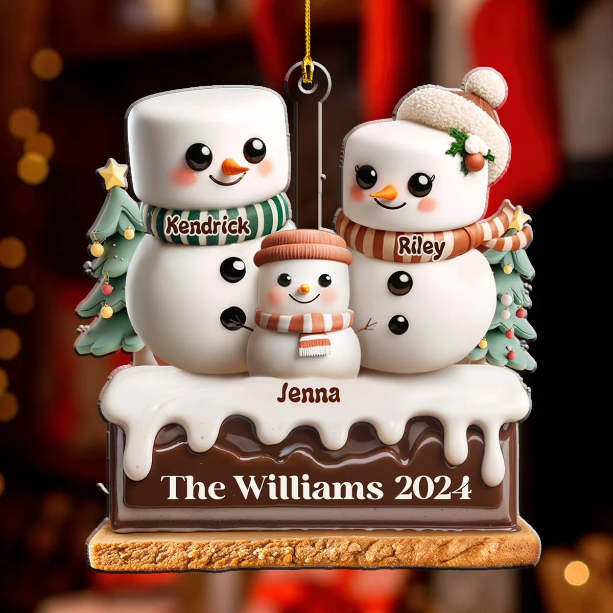 Marshmallow Lovely Family - Personalized Custom Acrylic Ornament - Image 3