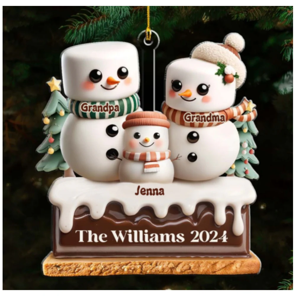 Marshmallow Lovely Family - Personalized Custom Acrylic Ornament - Image 7
