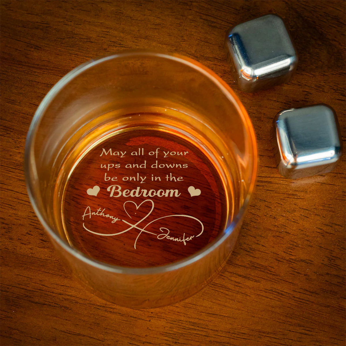 May Your Ups And Downs - Personalized Custom Engraved Whiskey Glass - Image 2