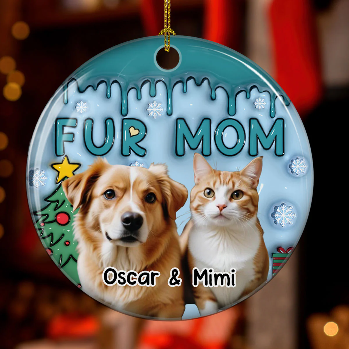 Me And Lovely Pet Photo - Personalized Custom 3D Inflated Effect Ceramic Ornament