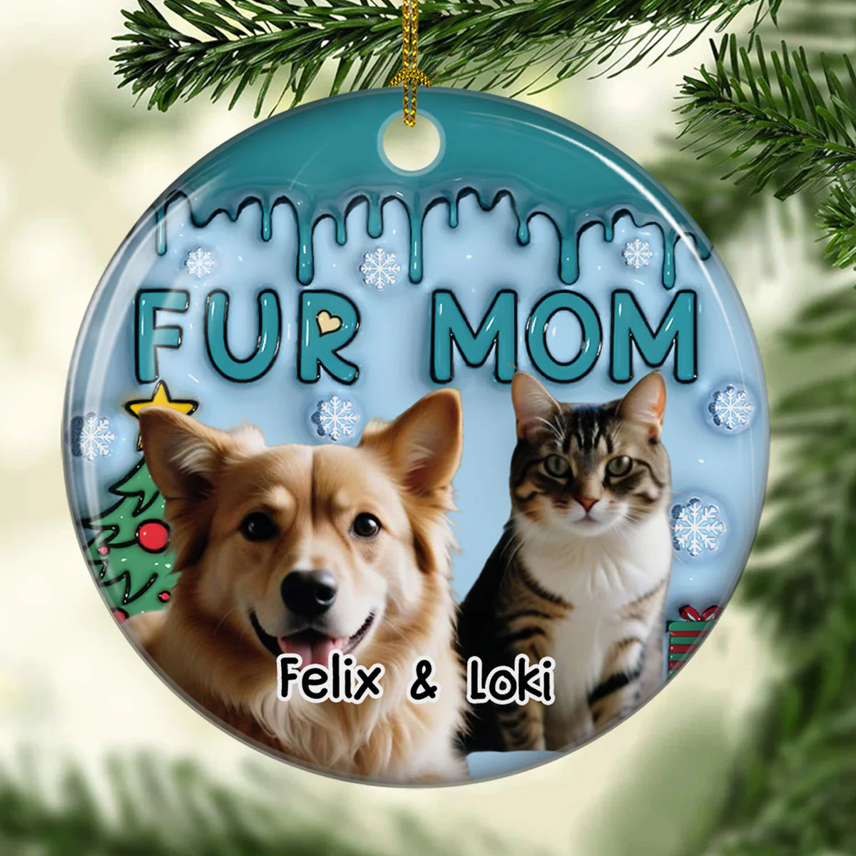 Me And Lovely Pet Photo - Personalized Custom 3D Inflated Effect Ceramic Ornament - Image 2
