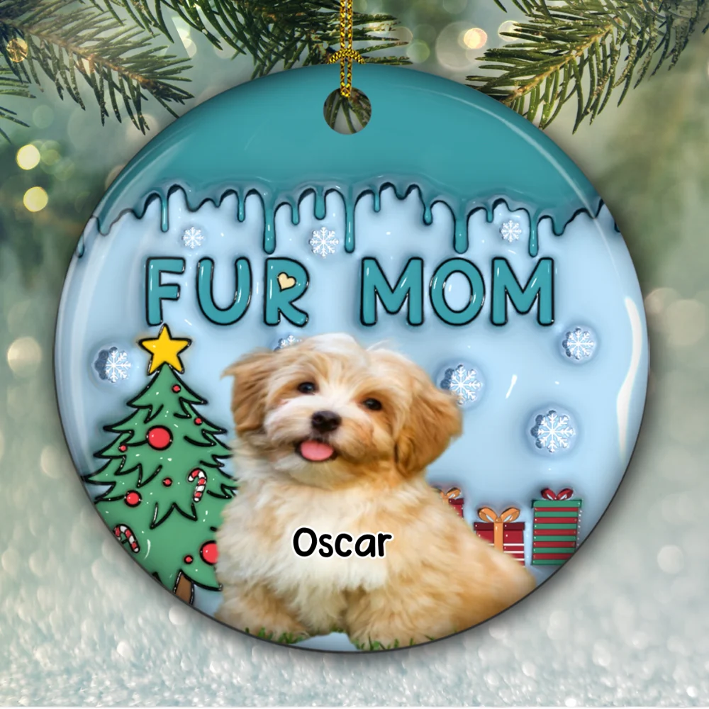 Me And Lovely Pet Photo - Personalized Custom 3D Inflated Effect Ceramic Ornament - Image 4