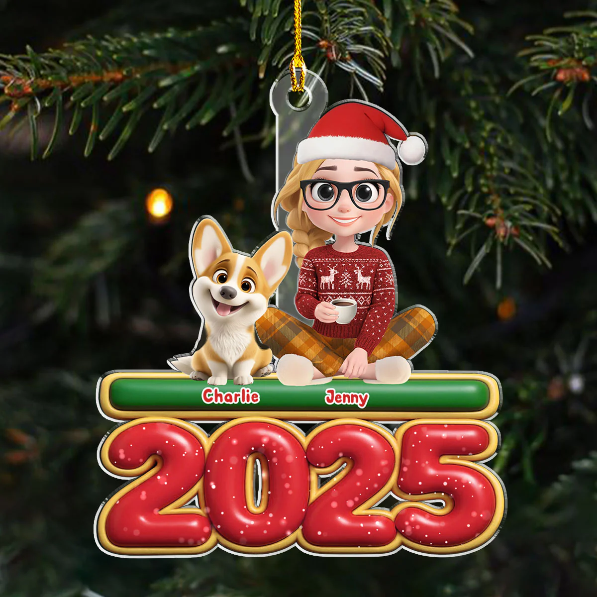 Me And My Dog - Personalized Custom Acrylic Ornament - Image 2
