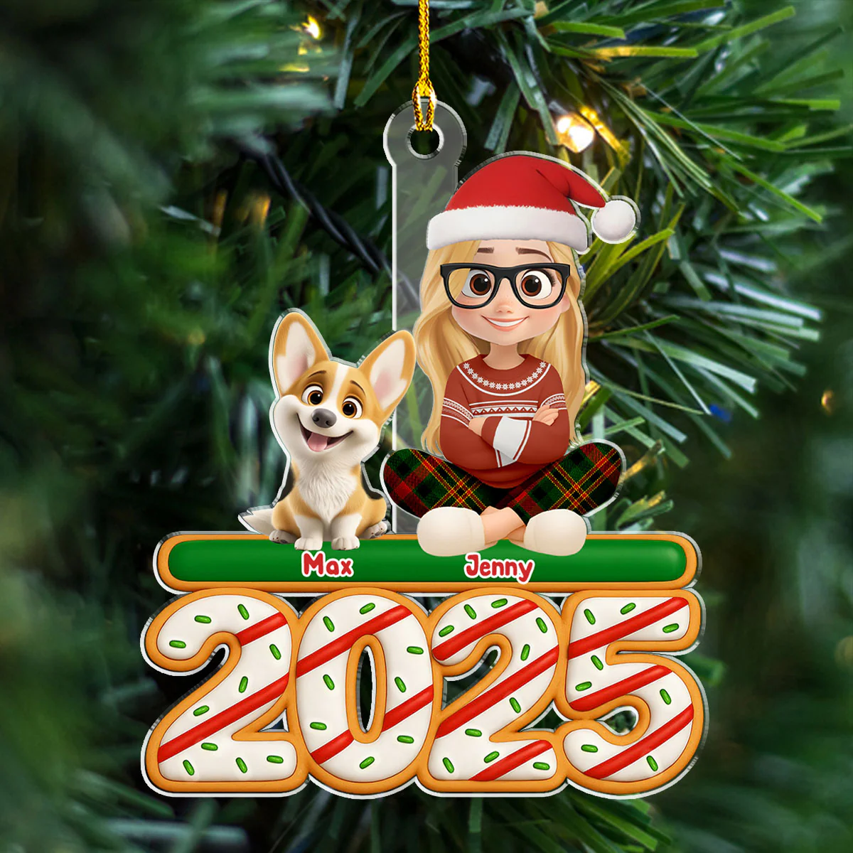 Me And My Dog Tree Cake - Personalized Custom Acrylic Ornament - Image 4
