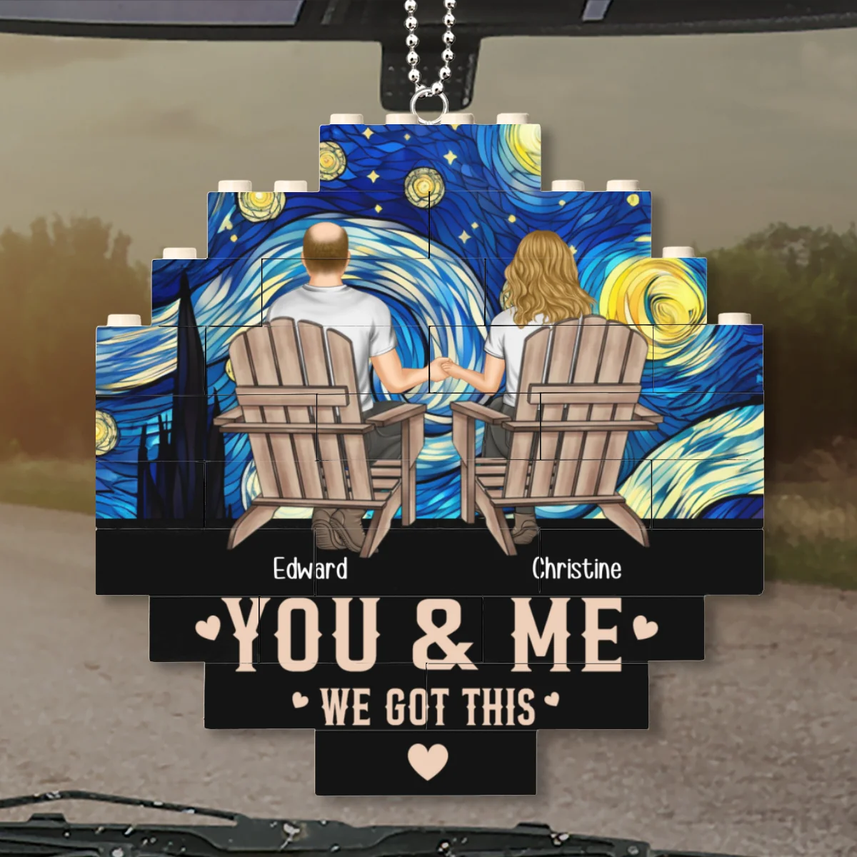 Me And You - Personalized Custom Puzzle Car Ornament - Image 6