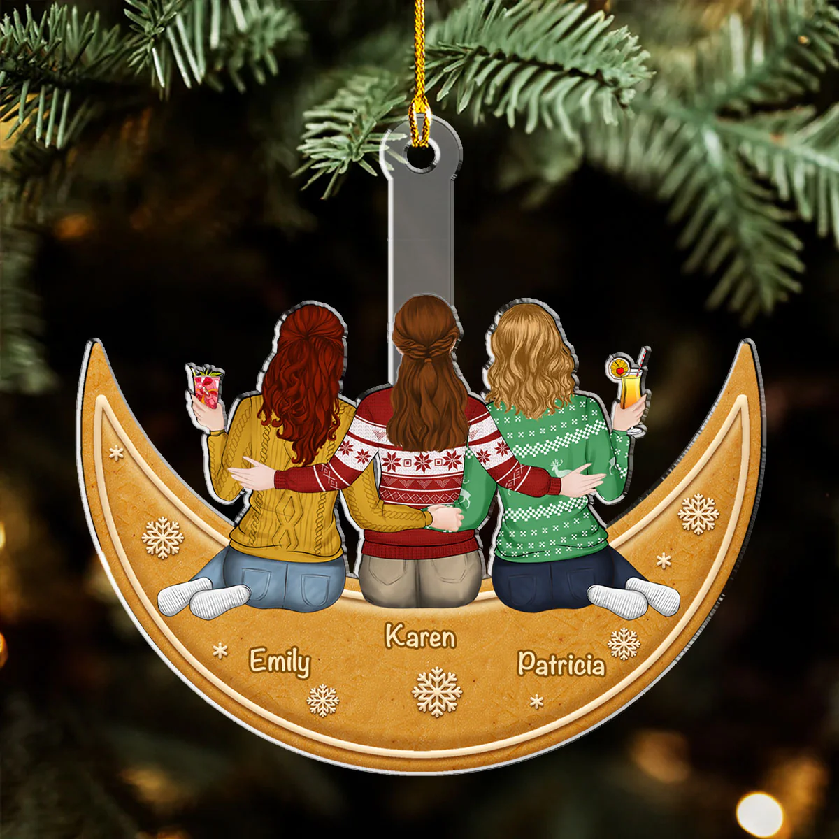 Me And You Sitting On The Cookie Moon - Personalized Custom Acrylic Ornament - Image 2