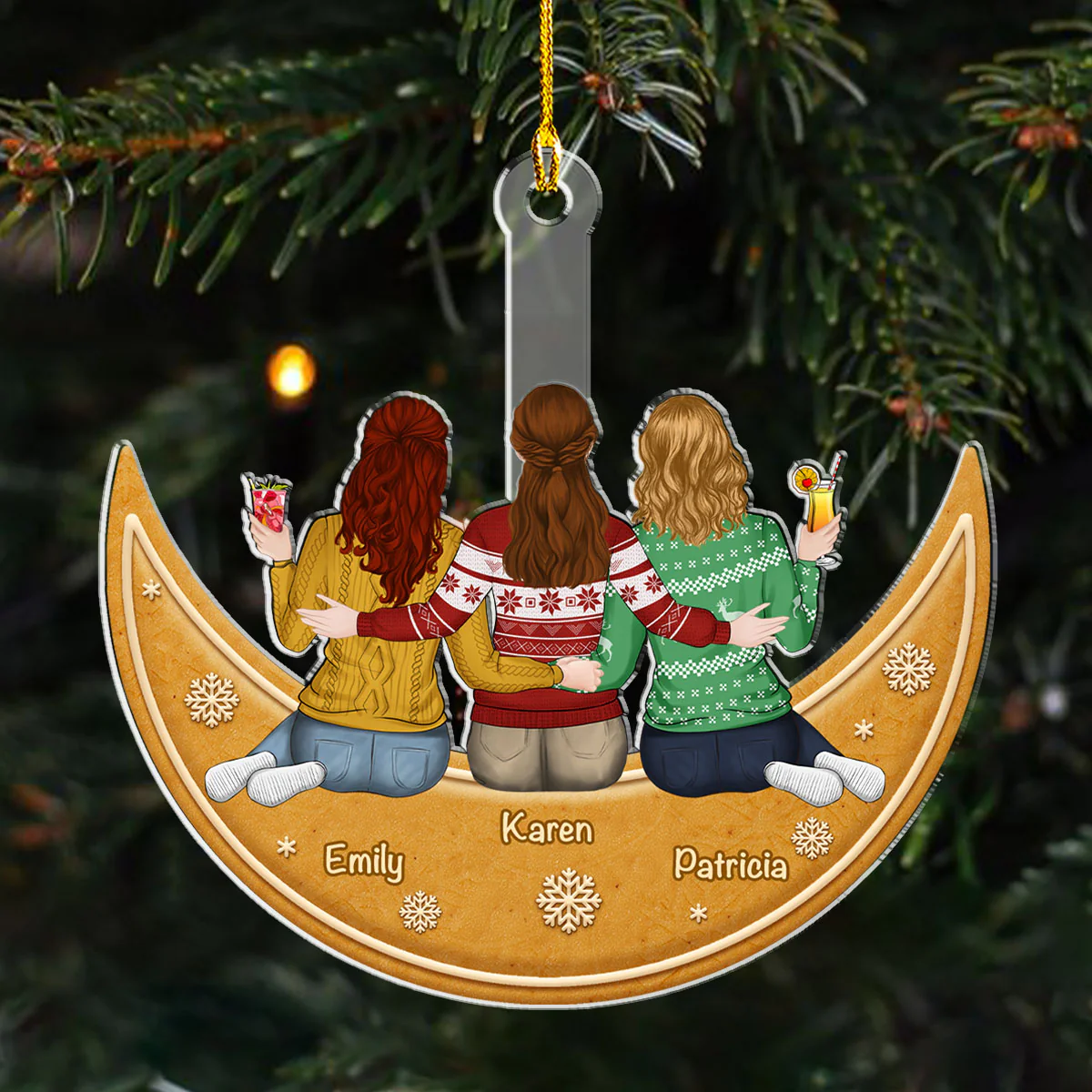 Me And You Sitting On The Cookie Moon - Personalized Custom Acrylic Ornament - Image 4