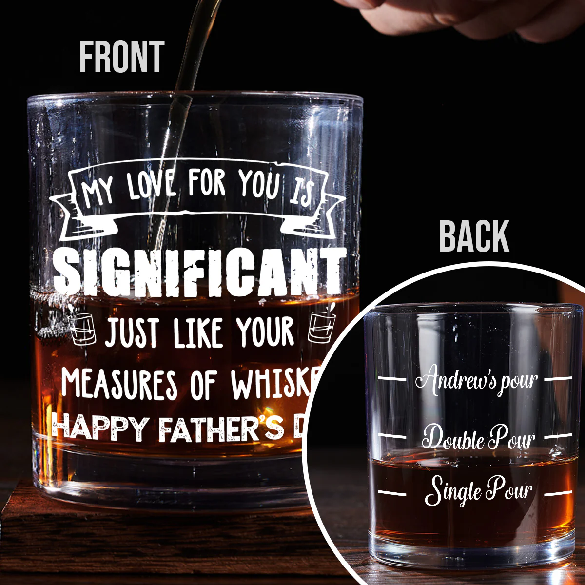 Measured In Sips Not Drops - Personalized Custom Whiskey Glass - Image 4