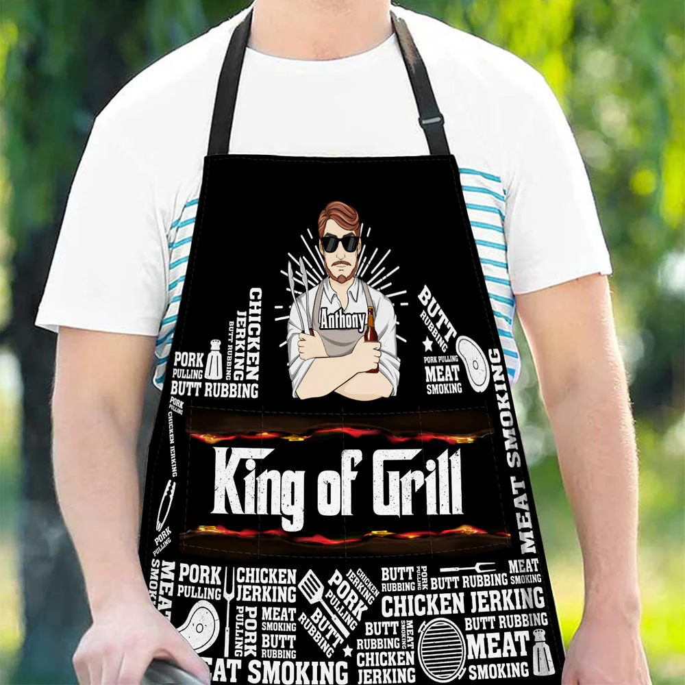 Meat Smoking Grillfather - Personalized Custom Apron - Image 3