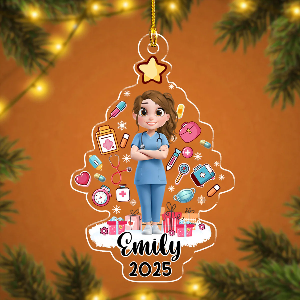 Medical Christmas Tree - Personalized Custom Acrylic Ornament - Image 4