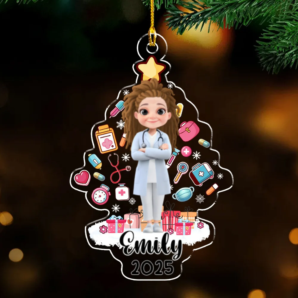 Medical Christmas Tree - Personalized Custom Acrylic Ornament - Image 7