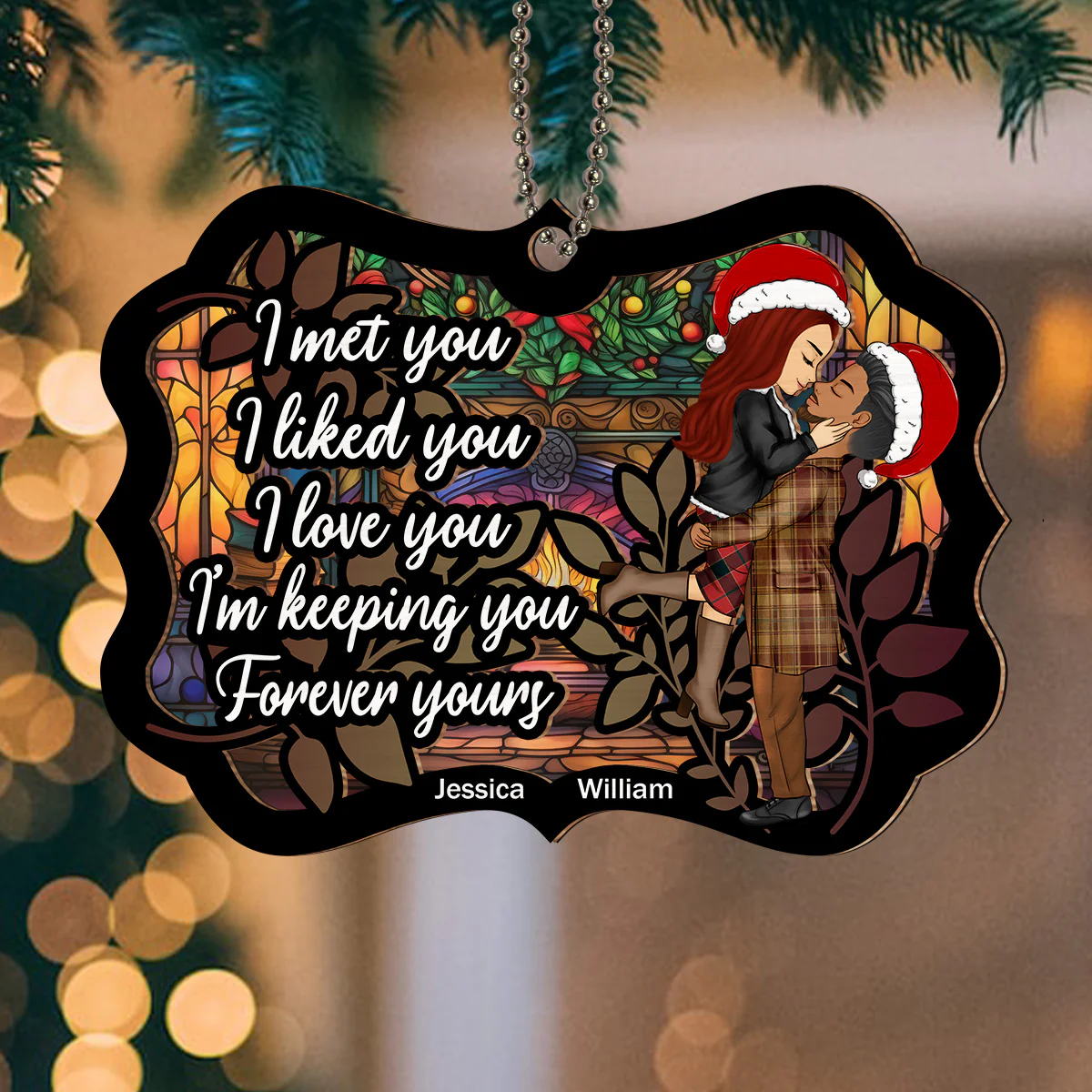 Meet And Love- Personalized Custom Suncatcher Ornament - Image 4