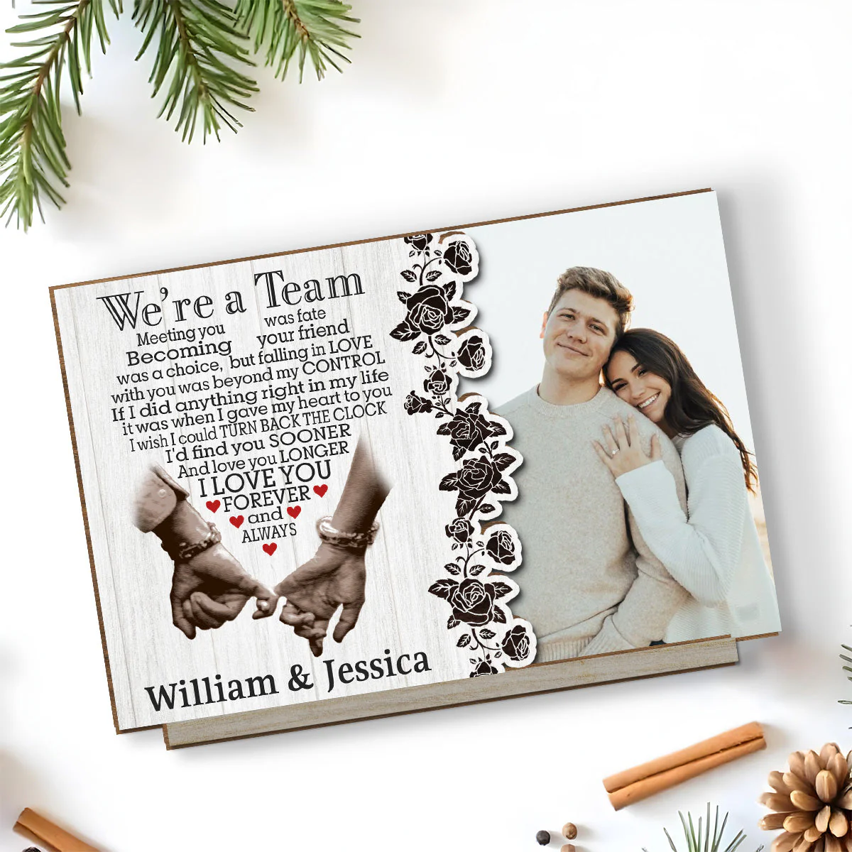 Meeting You Was Fate - Personalized Custom 2-Layer Wood Plaque With Flat Base - Image 3