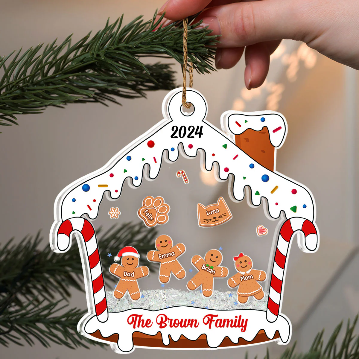 Member Of Family - Personalized Custom Acrylic Shaker Ornament - Image 3