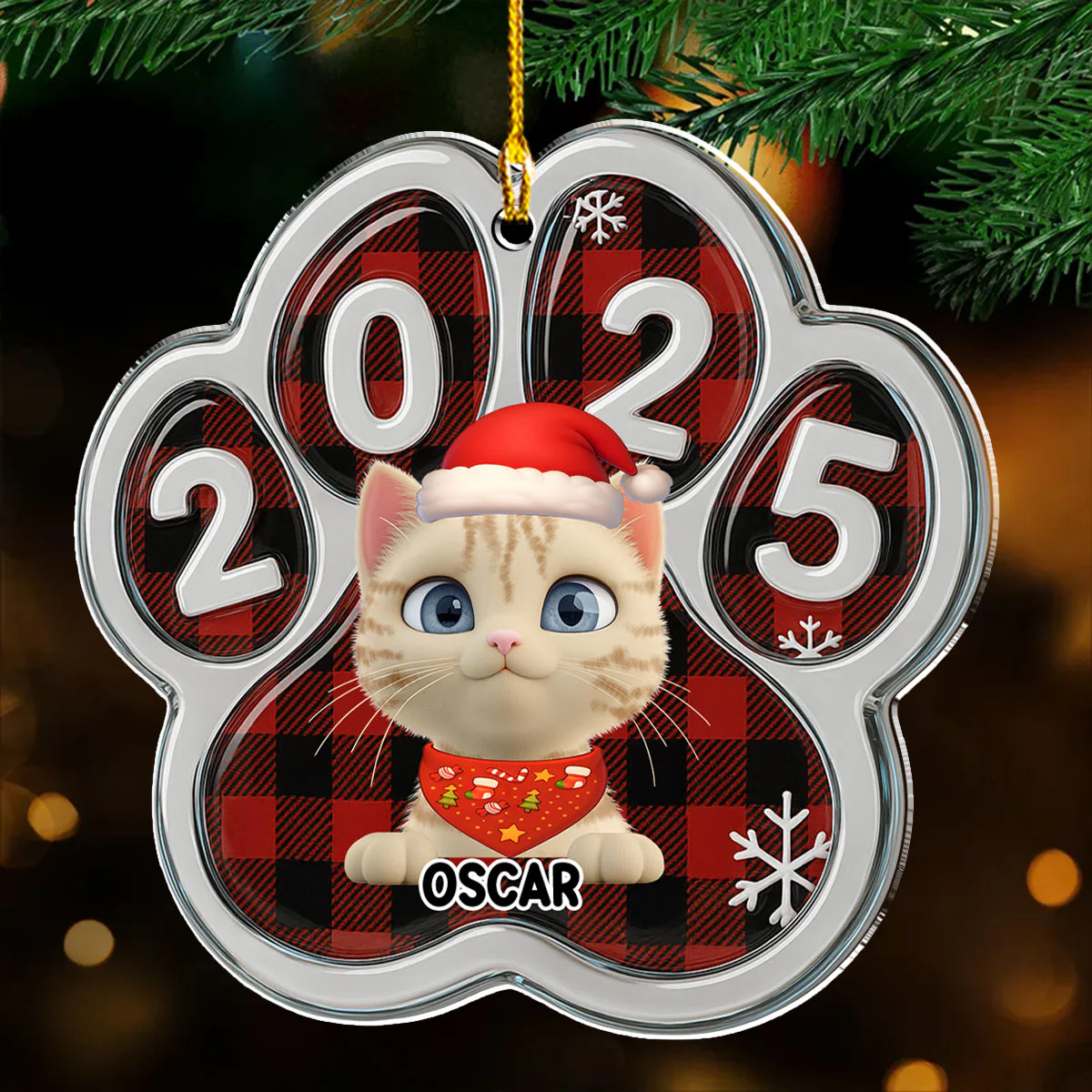 Meowy Catmas People - Personalized Custom Acrylic Ornament - Image 2