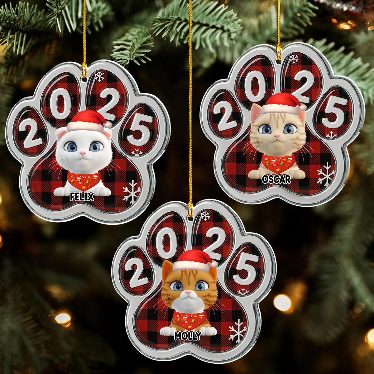 Meowy Catmas People - Personalized Custom Acrylic Ornament - Image 5