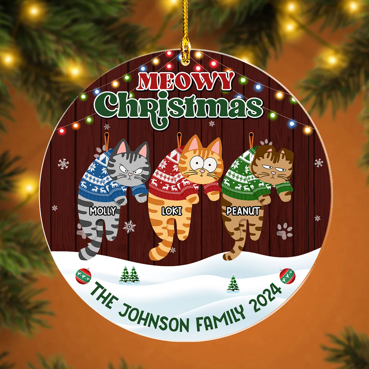 Meowy Christmas 2024 - Personalized Custom Acrylic Ornament - Image 3