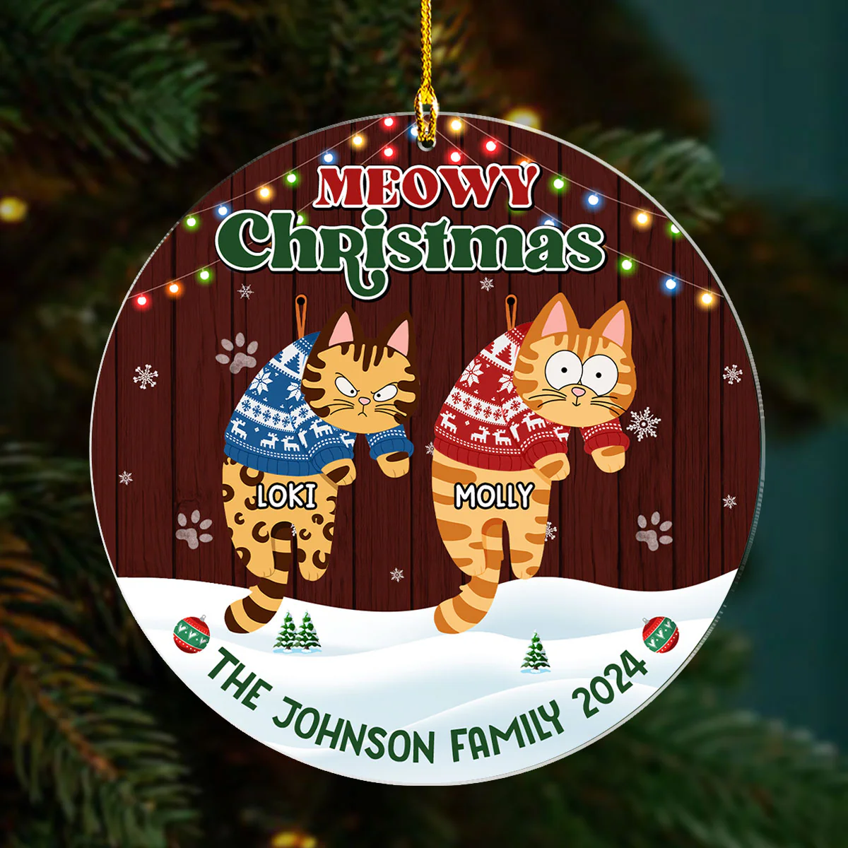 Meowy Christmas 2024 - Personalized Custom Acrylic Ornament - Image 4