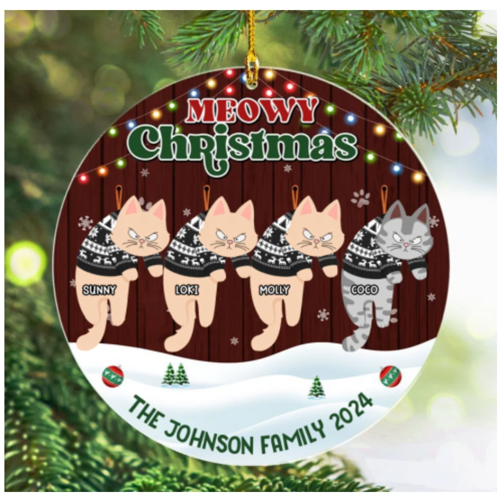 Meowy Christmas 2024 - Personalized Custom Acrylic Ornament - Image 5