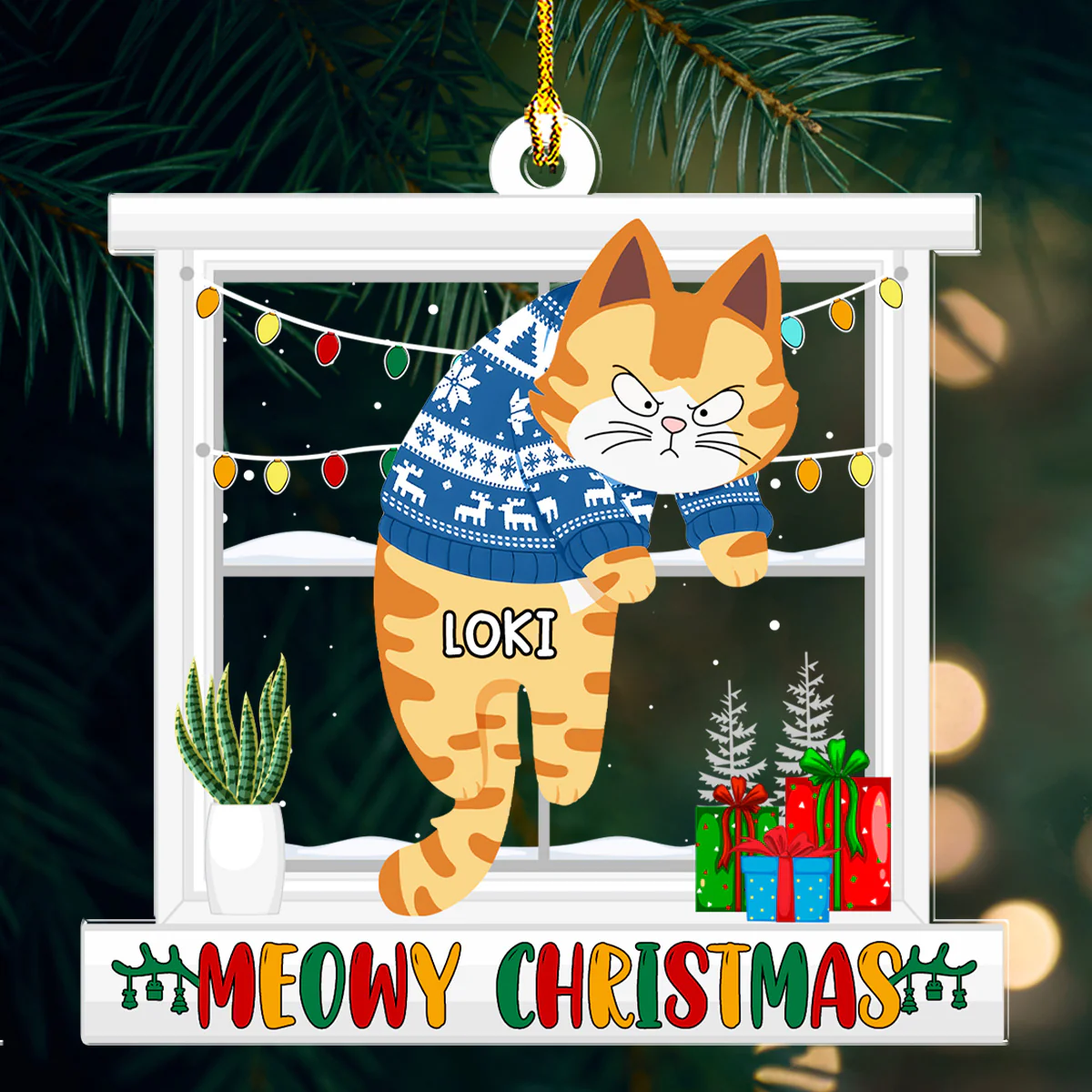 Meowy Christmas - Personalized Custom Acrylic Ornament - Image 2