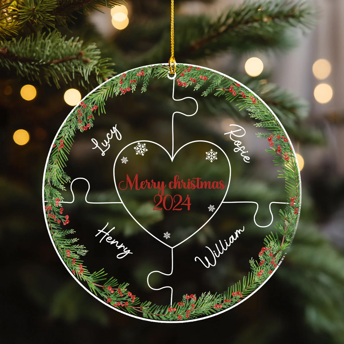 Merry And Bright - Personalized Custom Acrylic Ornament - Image 2