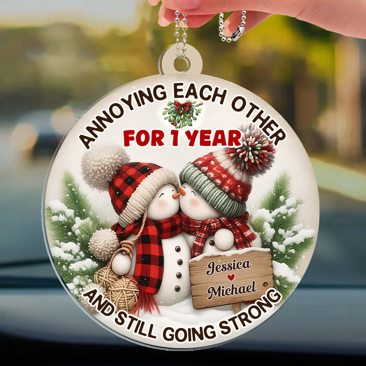Merry And Bright Together - Personalized Custom Car Ornament - Image 3