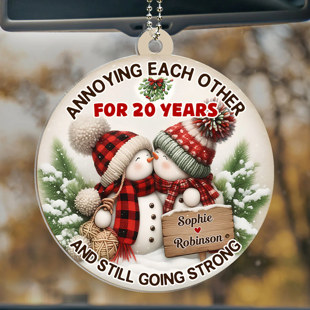 Merry And Bright Together - Personalized Custom Car Ornament - Image 4