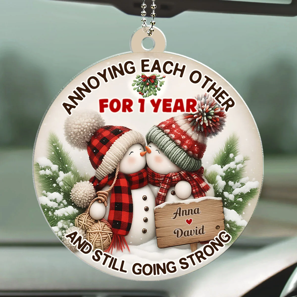 Merry And Bright Together - Personalized Custom Car Ornament - Image 5