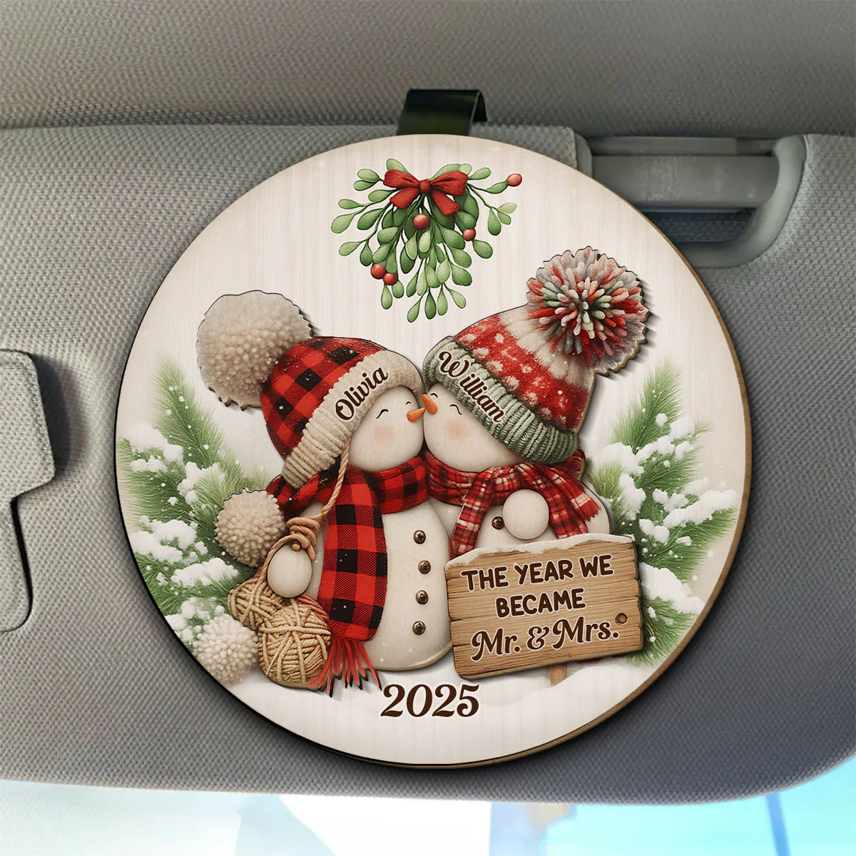 Merry And Bright Together - Personalized Custom Car Visor Clip - Image 4