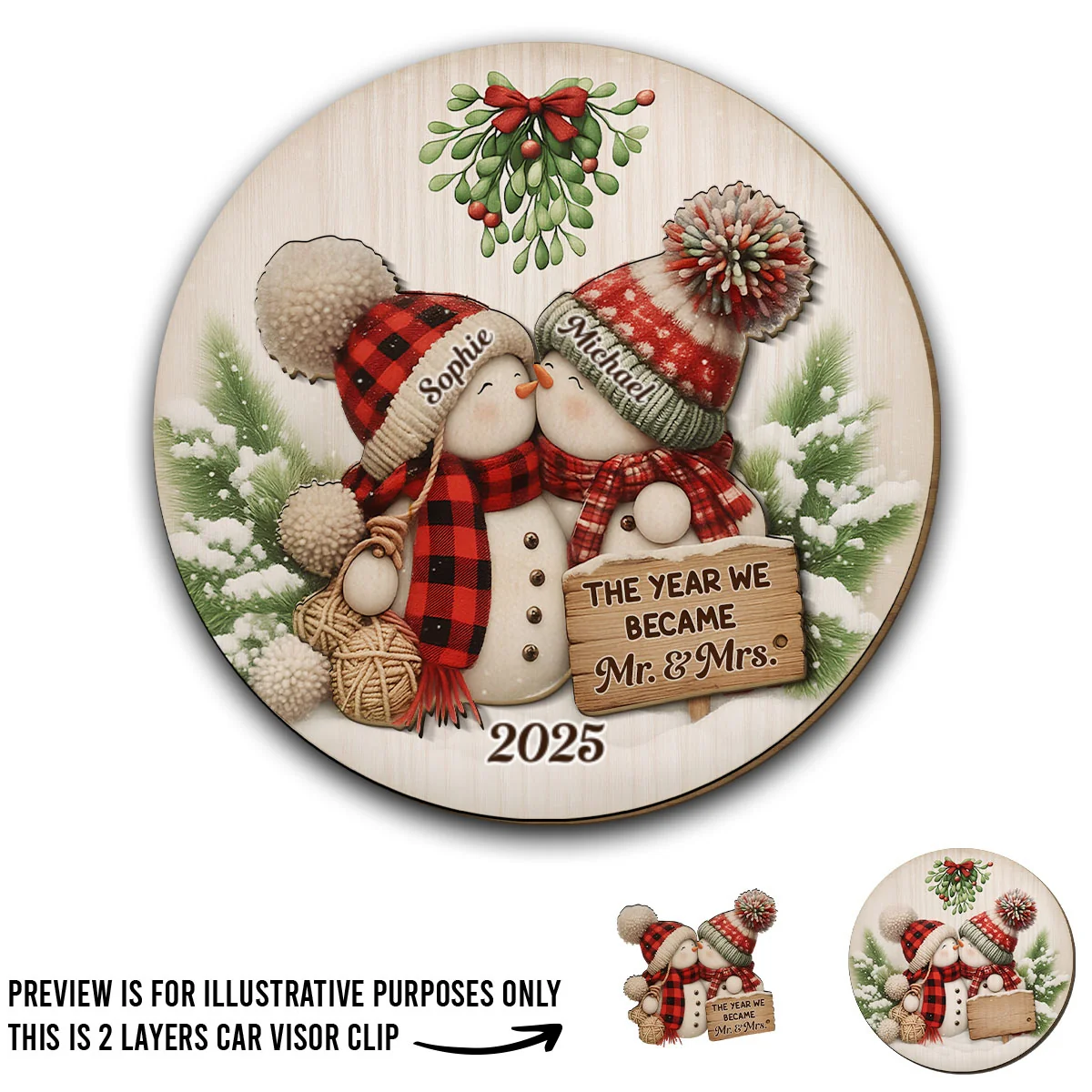 Merry And Bright Together - Personalized Custom Car Visor Clip - Image 5