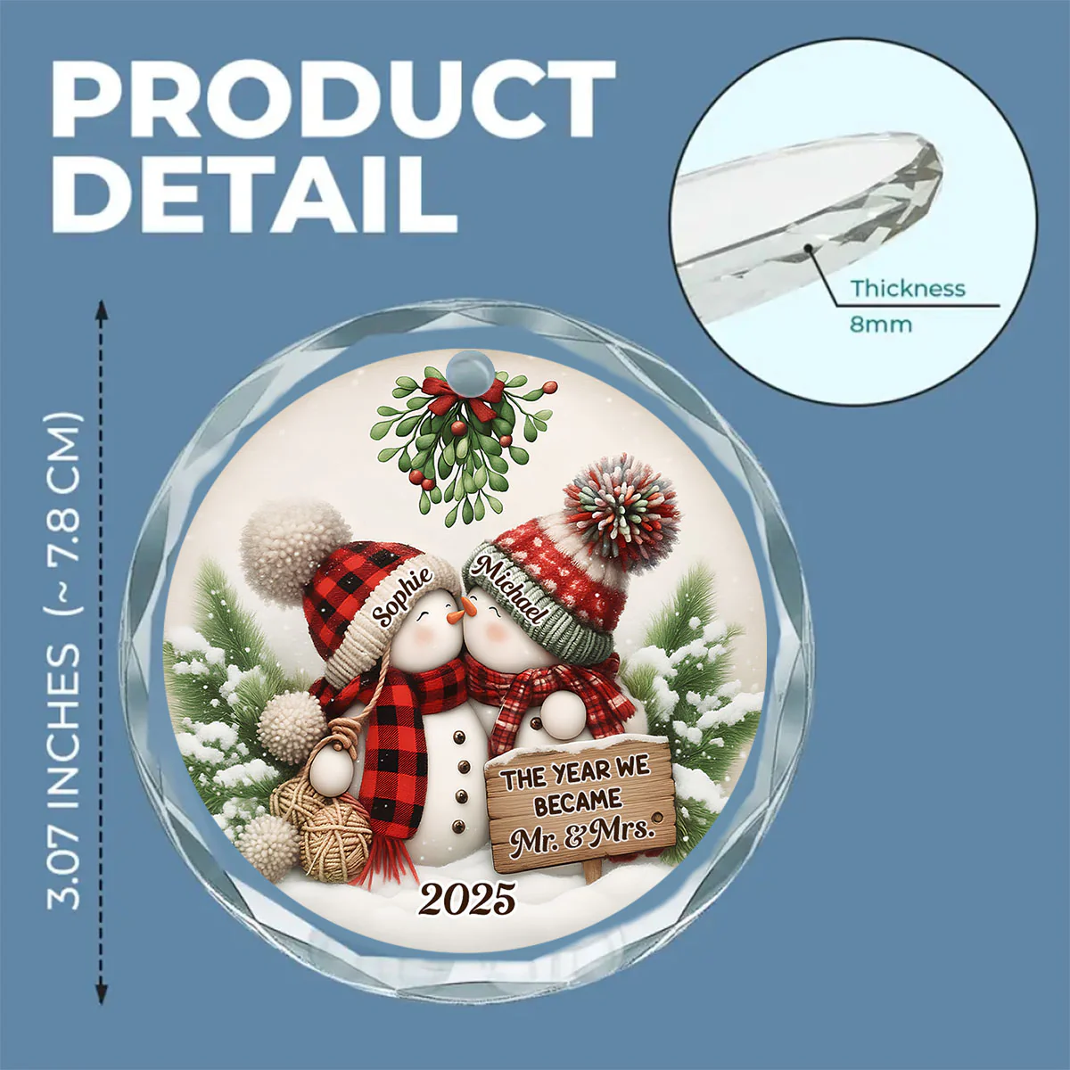 Merry And Bright Together - Personalized Custom Glass Ornament - Image 6