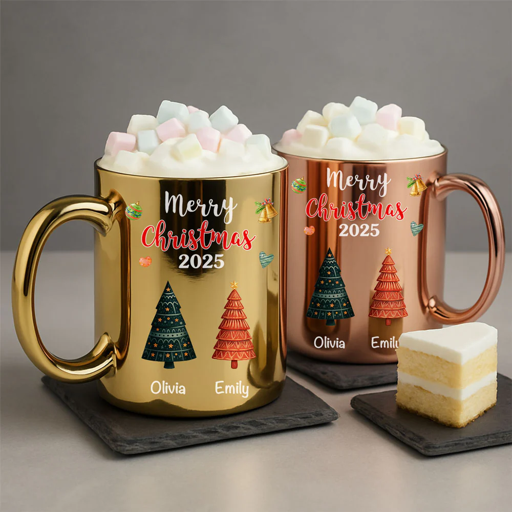 Merry Christmas 2025 - Personalized Custom Metallic Mug - Image 4