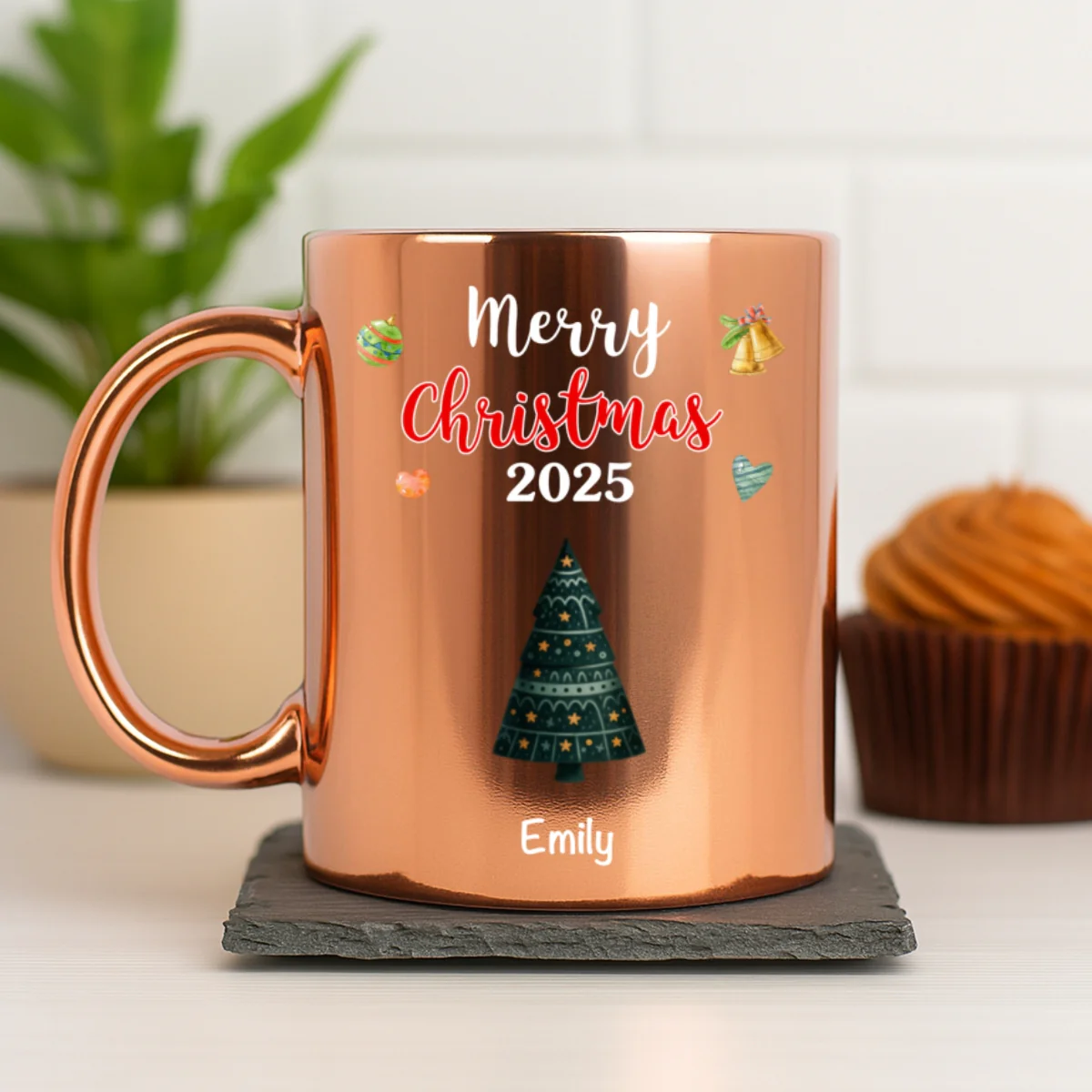 Merry Christmas 2025 - Personalized Custom Metallic Mug - Image 7