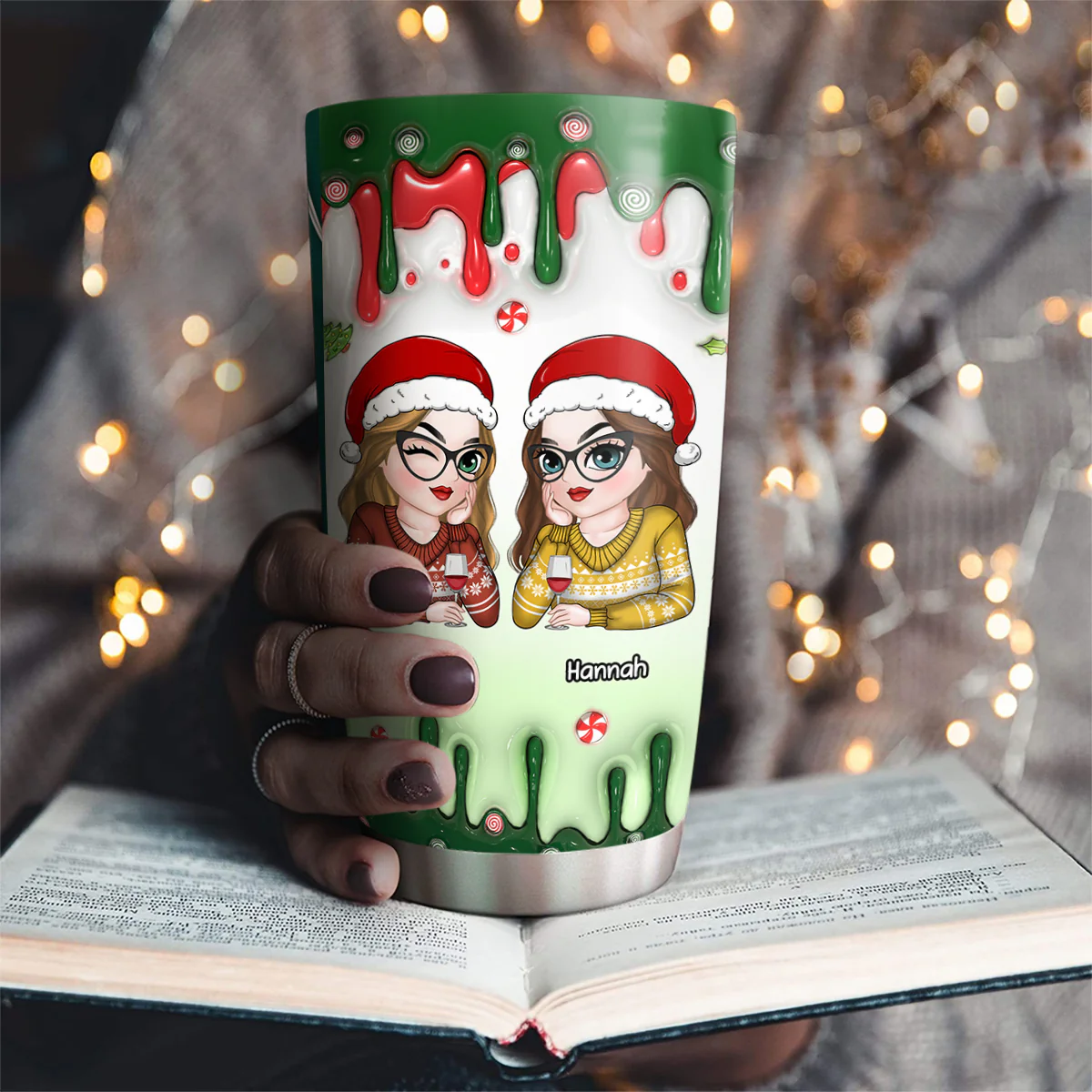 Merry Christmas My Bestie - Personalized Custom 3D Inflated Effect Tumbler - Image 2