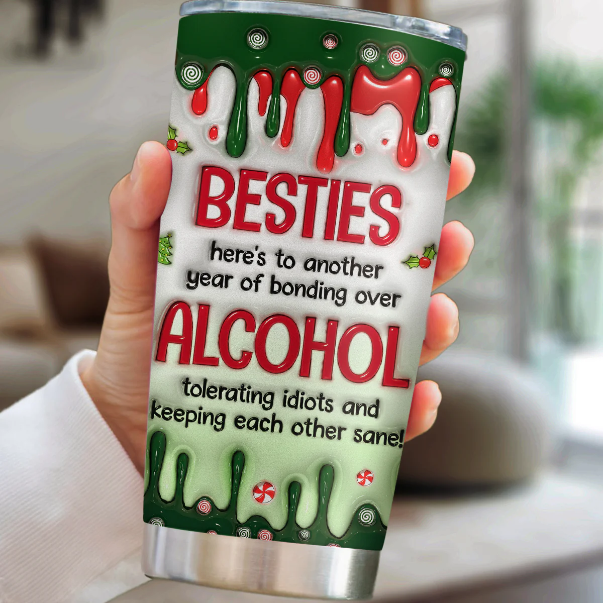 Merry Christmas My Bestie - Personalized Custom 3D Inflated Effect Tumbler - Image 3
