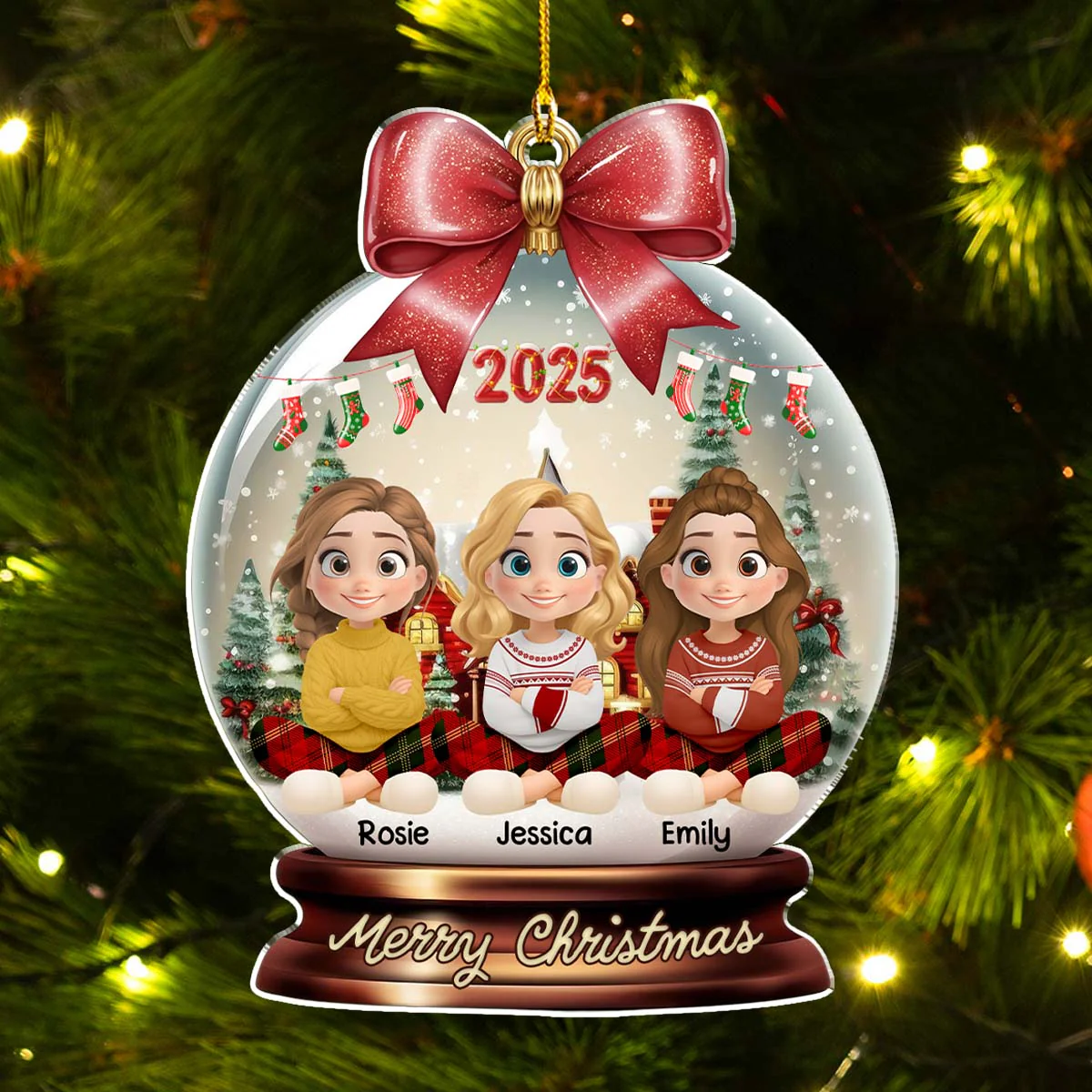 Merry Christmas My Besties 2025 - Personalized Custom Acrylic Ornament - Image 2