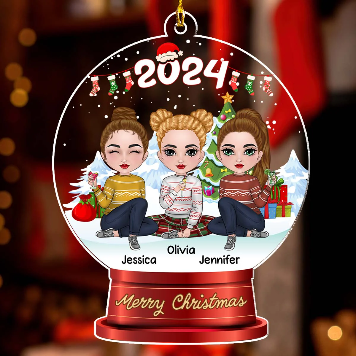 Merry Christmas My Besties - Personalized Custom Acrylic Ornament - Image 3