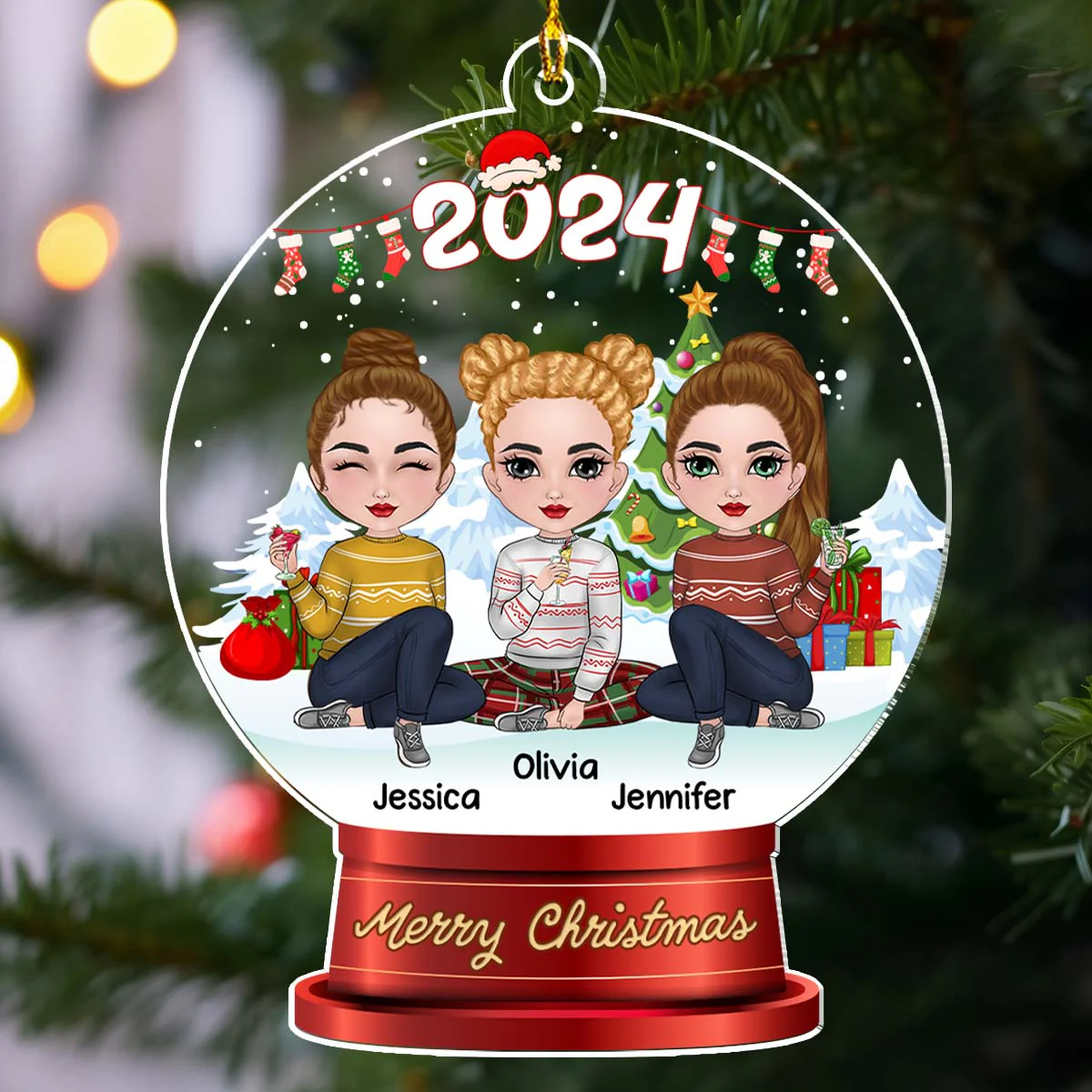 Merry Christmas My Besties - Personalized Custom Acrylic Ornament - Image 4