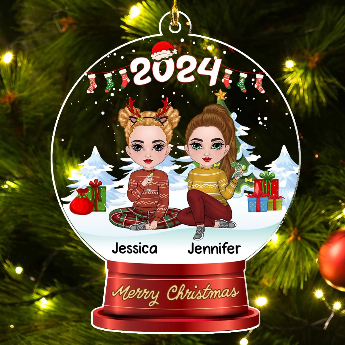 Merry Christmas My Besties - Personalized Custom Acrylic Ornament - Image 5