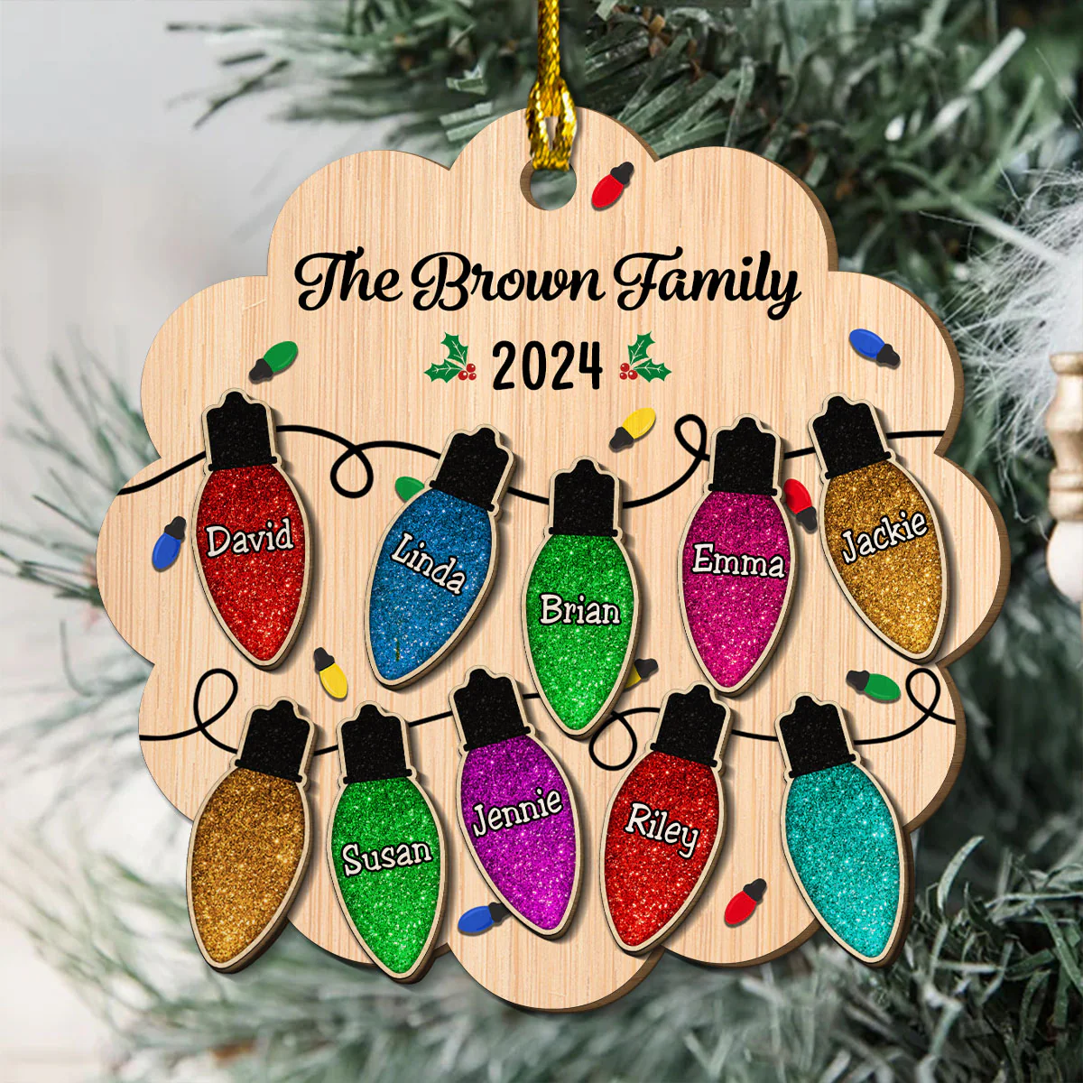 Merry Christmas My Family - Personalized Custom 2-Layered Wood Ornament - Image 4