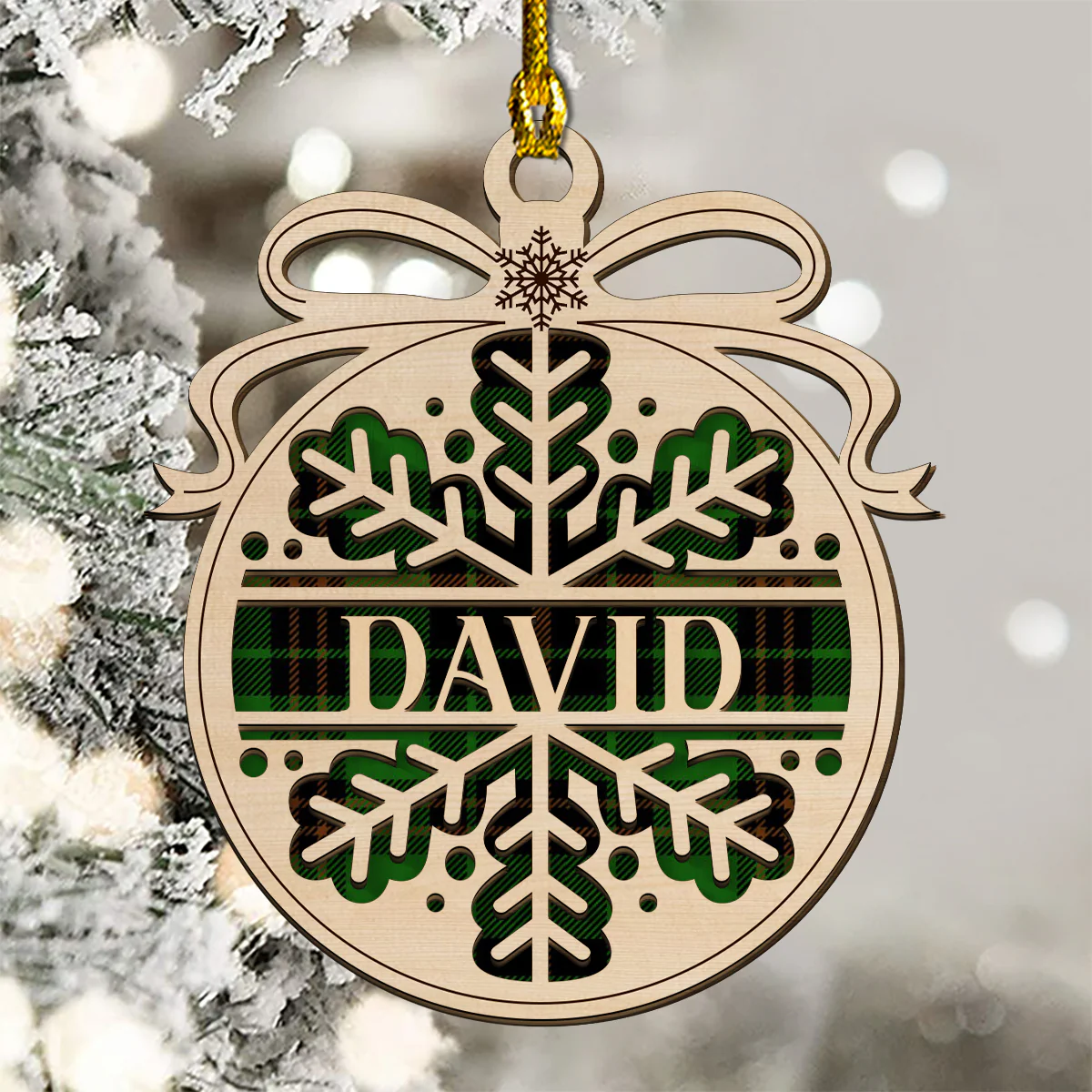 Merry Christmas - Personalized Custom 2-layered Wood Ornament - Image 3