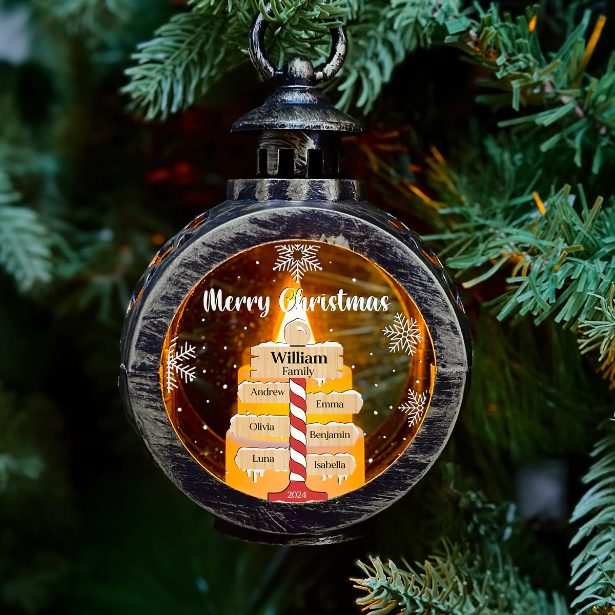 Merry Christmas - Personalized Custom Christmas Lantern - Image 2
