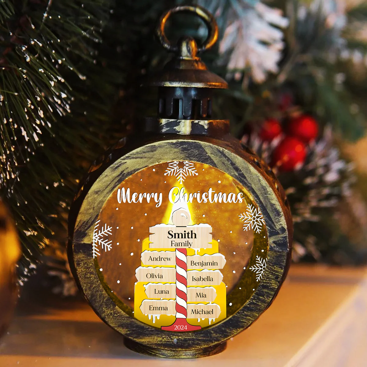 Merry Christmas - Personalized Custom Christmas Lantern - Image 5