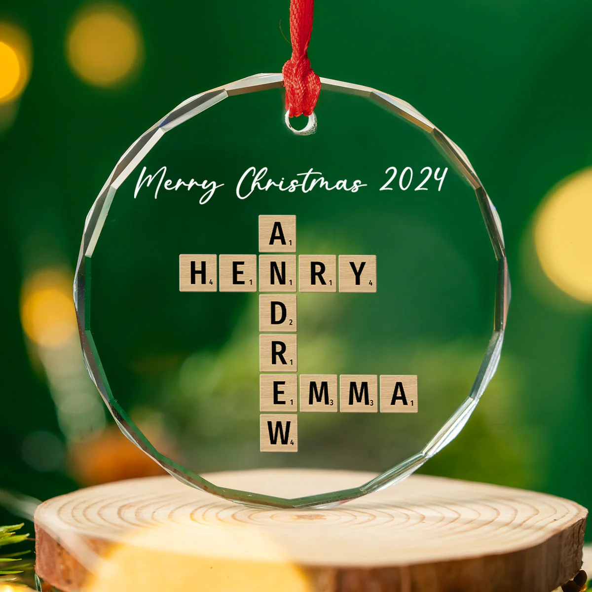 Merry Christmas - Personalized Custom Glass Ornament